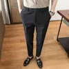 Högkvalitativ vårdräkt Pant Casual Slim Fit Business Suit Pant Classic Gitter Formella Byxor Män Bröllop Arbetsbyxor 210527
