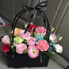 Boîte à fleurs Portable en papier Kraft, sac cadeau pratique avec poignée, emballage en carton pour fête de mariage, Rose, 1241C