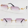 Wholesale Rimless Unisex Fashion Sunglasses Metal driving glasses High Quality Designer UV400 3.0 Thickness Frameless Diamond Cut Lens Eyeglasses