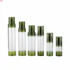 100 pcs 15/30/50 / 80/18 / 120ml Garrafa de bomba Airless de recarregável verde, recipiente de loção de viagens, plástico dispensador cosmético. Qty