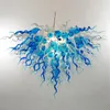 Inneneinrichtung, nordische Hängelampe, moderne Chihuly-Kunst, handgefertigt, geblasenes Muranoglas, italienischer Stil, LED-Kronleuchter, blau, türkis, weiße Farbe, individuell angepasst, 32 40 Zoll