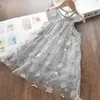 Urso líder meninas princesa vestido verão crianças vestidos vestidos de festa doce fantasia sólida crianças bebê adorável vestidos 2-7Y 210708