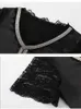 Blusas Mujer de Moda Black Lace Chiffon Blouse Women Korte Mouw Shirts Zomer Blouses Plus Size Tops 4715 50 210508