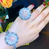 Oorbellen ketting missvikki luxe grote ronde bloem bangle ring sieraden sets voor bruids bruiloft hoge kwaliteit kristal Dubai stijl