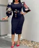 Kvinnor Svarta Bodycon Klänningar Elegant Lantern Sleeve Plus Size Sommarklänning 2021 Tryck Afrikansk Dam Födelsedagsfest Casual