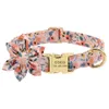 Individuell graviertes Hundehalsband mit Leine. Bedrucktes Hunde-ID-Halsband aus Nylon zum Spazierengehen mit kleinen, mittelgroßen bis großen Hundeblumen-Accessoires