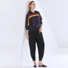 TWOTWINSTYLE Streetwear Patchwork Imprimé Sweat Pour Femmes À Capuche Col À Manches Longues Hit Couleur Casual Sweats Femme 210517