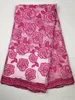 5Yards/Lot Fashion Fuchsia French Net Lace Fabric Match Rhinestones Decoration African Mesh Material For Dressing BL405