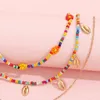 New Bohemia Jewelry Multi-layer Rainbow Rice Beads Necklaces Special Metal Shells Pendant Choker