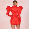 Casual klänningar 2022 sexiga kvinnor röd v hals långärmad bandage klänning bodycon kändis kvällsfest droppe