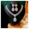 Brud smycken uppsättningar för kvinnor s925 sterling silver droppe örhängen halsband hänger krona bröllop cubic zirconia tillbehör