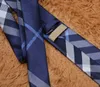 Cravatta da uomo in seta con lettera, design alla moda in tessuto jacquard blu oro per feste con scatola204W