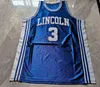 UF CHEN37 Sällsynta baskettröja män ungdomskvinnor vintage blå 3 Stephon Marbury High School Lincoln Size S-5xl Anpassad Alla namn eller nummer