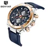 Benyar 5151 Brand Men Quartz Watch Luxury Military Sport Chronograph Busins ​​Waterproof Leather Watch Relogio Masculino299F