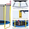 5.5ft trampolines voor kinderen 65 inch buiten indoor mini peuter trampoline met behuizing, basketbal hoepel en bal inclusief A38