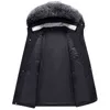 2021 New Fashion Winter Down Jacket Män Hooded Fur Collar Tjockerad Varm Vit Duck Down Coat Men Overcoat Long Puffer Jacket Y1103