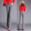 Skinny Pantalon Femme OL Style Woman Vintage Plaid Flare Pants Women Spring Fashion Lady Trousers High Waist 8420 50 210417