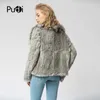 CR072 Knitted Real Rabbit Fur Coat Overcoat Jacket With Fox Fur Collar Russian Women's Winter Thick Warm Genuine Fur Coat 210816
