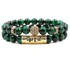 Bracelet d'amour brins de perles de zircone cubique boule de cuivre green tigre Œil Couples Couples Hommes Femmes Bracelets