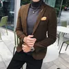 Męskie garnitury Blazers 2021 Style brytyjscy mężczyźni Wysokiej jakości wełniany kombinezon biznesowy Mężczyzna Slim Fit Casual Blazers Man Fash267u