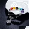 Bracelets à brins de guérison 7 chakras en pierre de lave, 1 pièce, bracelet à breloques naturel, bénédiction Reiki, perles de yoga, bijoux en forme de cœur, pour femmes et hommes, diffuseur, cadeau être