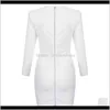 Vestidos casuais vestidos roupas vestuário entrega 2021 Wholesale mulheres branca manga comprida v-pescoço sexy clube celebridade celebridade cocktail pa