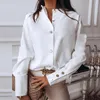 Women's Blouses & Shirts Button Long Sleeve Blouse Women Autumn Winter Single Breasted Stand Collar Office Work Print Vintage