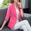 Femmes Tops D'été Doux Un Bouton Mince Solide Couleur Mince Élégant Casual Bureau Mince Chic Rue Femme Blazers Veste 211116