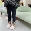 Jeans Mila Chou 2021冬の赤ちゃんの女の子ベルベットゼブラパターンフラングの黒い子供厚い暖かいデニムの細いズボン子供のズボン