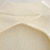 TRAF Omen High Neck Sexig Kort Sweater Mode Split Design Halter Belt Decoration Långärmad tröja Streetwear 210918