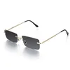 Zonnebril Mode Rechthoek Randloos Unisex Retro Gradiëntkleuren Zonnebril Streetwear Brillen Luxe Design UV400 Brillen