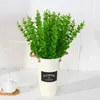 Couronnes de fleurs décoratives, Simulation d'eucalyptus, 7 feuilles d'argent, plante en plastique souple en pot, décoration murale de mariage pour la maison, vente en gros
