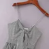 fashion women bowknot decoration striped sling dress casual sexy slim dresses summer femme clothing vestidos D1717 210430