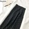 Neploe Long kjol för kvinnor svart polka-dot A-Line Jupe Vår Ny Koreanska Högvivan All Match Slim Fit Mujer Faldas 4H702 210422