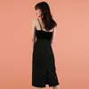 Spring Velvet dress straps patchwork black mini banquet 210608