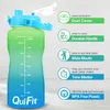 QuiFit 2L 64OZ 3.8L 128OZ Tritan Gallon Water Bottle With Flip-Flop BPA Free Drink Bottles Portable Sports phone Stand GYM Jug 210610