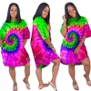 Vêtements d'été pour femmes imprimés Lrregular Plus Taille Tie Dye Robe Lâche Mode Casual Robe Midi Maison de Sunny Femmes Vêtements X0521