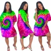 Letnie Ubrania Dla Kobiet Drukowane LRegular Plus Rozmiar Tie Dye Dress Loose Fashion Casual Midi Dress House of Sunny Women Clothing X0521