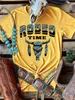 Rodeo Tijd Bull Head Print Harajuku T-shirt Dames Korte Mouw Vintage T-shirts Leuke Grafische Zomer Tops Vrouwelijke Vogue T-shirt 210401