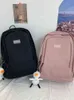 Mulheres Nylon Mochila Estudante Feminino Colégio Escola Saco Menina Laptop Mochila Lady Moda Sacos Sólidos Cor de Ombro Sacos Y1105