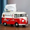 Tissue Boxes Servetten G5AB Retro Auto Box Bloem Bus Model Beeldjes Servet Papier Organisator Houder Ornamenten Woonkamer Home Decor