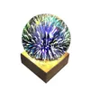 Lampada proiettore galassia 3D sfera di vetro trasparente luce notturna magica fuochi d'artificio colorati base in legno massello atmosfera natalizia regalo 5V W220222