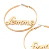 Rongho Brand Metal Letter Femme Baby Hoop Earrings For Women Gold Circle Hiphop Earring Pendant Vintage Jewelry & Huggie