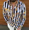 Plus Tailles Tailles 3XL Hommes Casual Shirts Vintage Gold Feuille Cardigan Imprimé À Manches longues Slim Summer Hawaiian Skinny Fit Divers motif Homme Blouse