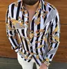 Plus storlekar 3xl Men's Casual Vintage Shirts Gold Leaf Cardigan Tryckt långärmad Slim Summer Hawaiian Skinn Fit olika Pat341o