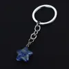 star shape Natural Stone key rings Keychains Silver Color Healing Amethyst Pink Crystal Car Decor Keyholder for Women Men