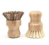 Round Wood Brush Handle Pot Dish Household Sisal Palm Bamboo Kitchen Chores Rub Cleaning Brushes