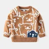 Mudkingdom Kids Boys Sweaters Warm Crewneck Coats Children Cartoon Animal Pattern Thicken Tops Pullovers Clothing 210615