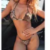 Bikini Swimwear Kobiet Swimsuit Leopard Set Push Up Kąpiel Brazylijski Summer Beach Nosić Biquini 210722