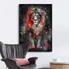 Colorful Lion Graffiti Canvas Painting Abstract Animal Wall Art Posters and Prints Cuadros Decorative Pictures for Home Design295N